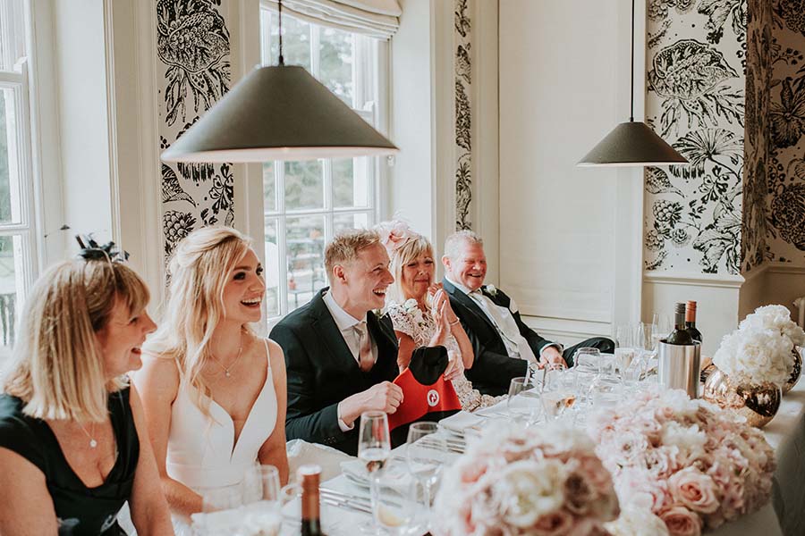 Manor at Sway wedding couple at top table