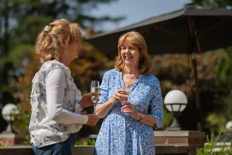Ladies talking on the terrace
